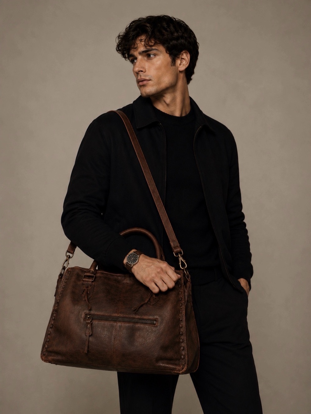 Bed Stu Tote Bag Distressed Dark Brown Leather Weekender Perfect Condition Men#3